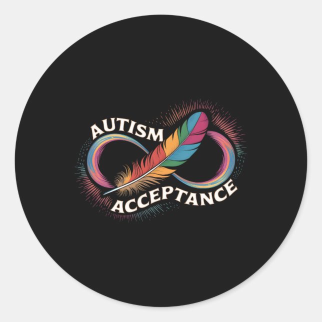 Autism Red Instead Infinity Symbol Autistic Accept Classic Round Sticker (Front)