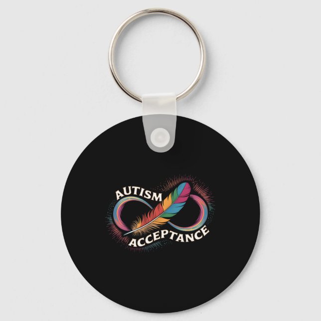 Autism Red Instead Infinity Symbol Autistic Accept Key Ring (Front)
