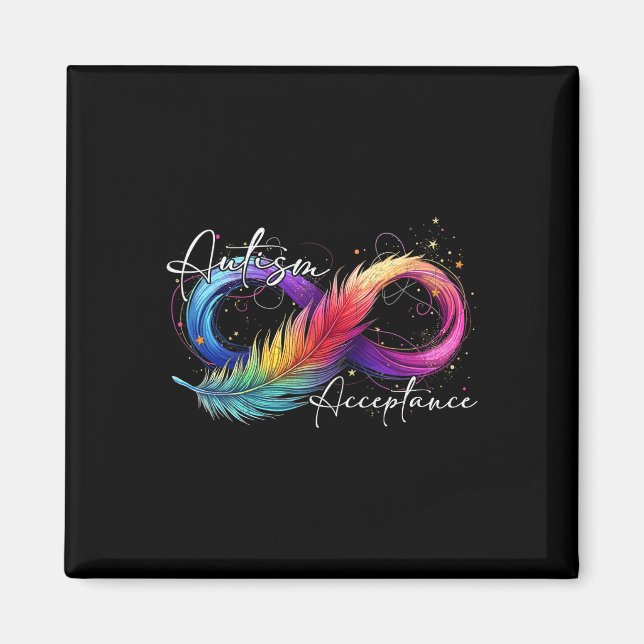 Autism Red Instead Infinity Symbol Autistic Accept Magnet (Front)