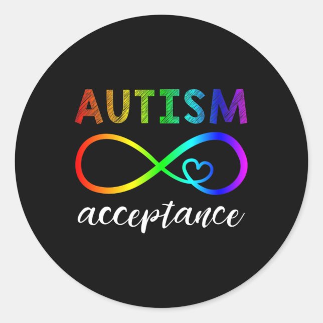Autism - Red Instead Inifinity - Acceptance  Classic Round Sticker (Front)