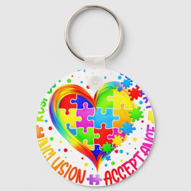 Autism Respect Love Inclusion Acceptance Awareness Key Ring (Front)