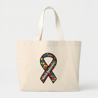 Autism Ribbon_bag Large Tote Bag