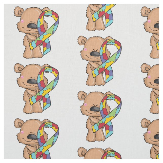 Autism Ribbon Bear Awareness Fabric (Swatch)