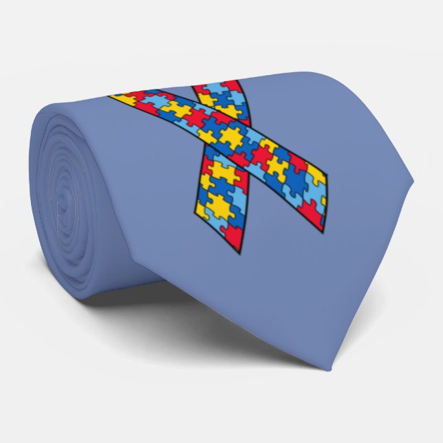 Autism Ribbon custom tie (Rolled)