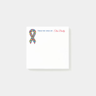 Autism Ribbon -From the Desk of Custom Post-it Notes