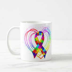 Autism Ribbon on Heart: Coffee Mug