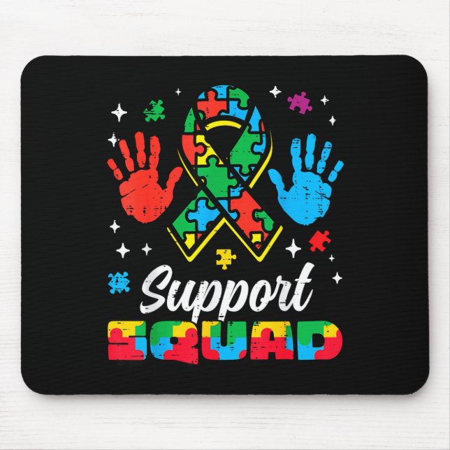 Autism ribbon support squad asd awareness men wome mouse mat (Front)