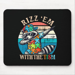 Autism Rizz Em With The Tism Meme Autistic Racoon Mouse Mat