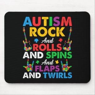 Autism Rock Roll Spin Twirls Guitar Puzzle Neurodi Mouse Mat