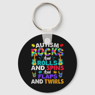 Autism Rocks And Rolls And Spins Autism Awareness Key Ring