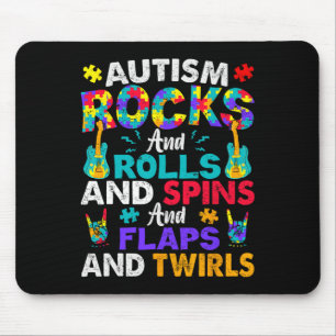 Autism Rocks And Rolls And Spins Autism Awareness Mouse Mat