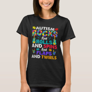Autism Rocks And Rolls  Autism Awareness Month T-Shirt