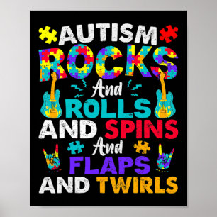 Autism Rocks And Rolls Fun Autism Awareness Month Poster