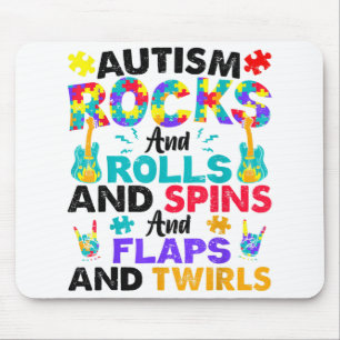 Autism Rocks And Rolls Funny Autism Awareness Mont Mouse Mat