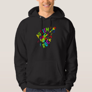 Autism Rocks Guitar Puzzle Pieces Autism Awareness Hoodie