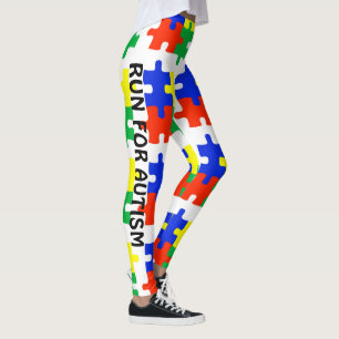 Autism Running Leggings Puzzle Pants Warrior Mum
