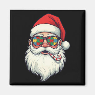 Autism Santa Claus Candy Cane Christmas Womens Men Magnet