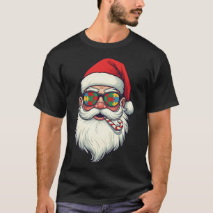 Autism Santa Claus Candy Cane Christmas Womens Men T-Shirt