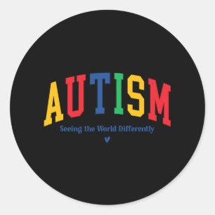 Autism Seeing The World Differently Autism Awarene Classic Round Sticker