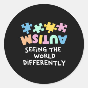 Autism Seeing The World Differently Autism Awarene Classic Round Sticker