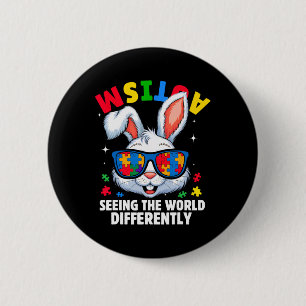 Autism Seeing The World Differently Awareness Bunn 6 Cm Round Badge