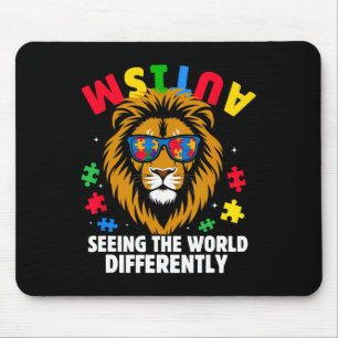 Autism Seeing The World Differently Awareness Lion Mouse Mat