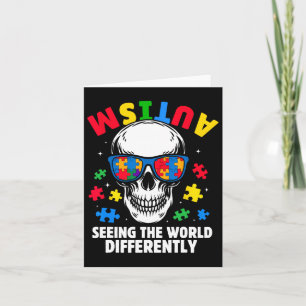 Autism Seeing The World Differently Awareness Skul Card