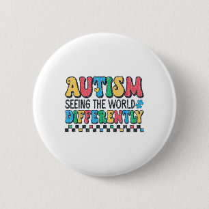 Autism Seeing The World Differently Retro Autism A 6 Cm Round Badge
