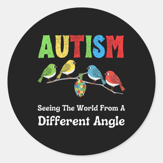 Autism Seeing The World From A Different Angle Cut Classic Round Sticker (Front)