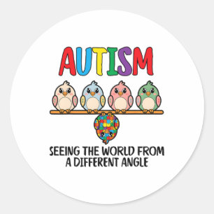 Autism Seeing The World From A Different Angle Owl Classic Round Sticker