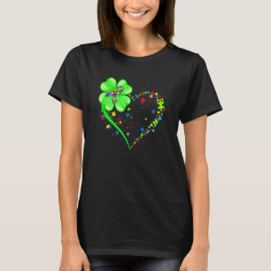 Autism Shamrock C Heart Puzzle Piece St Patricks D T-Shirt