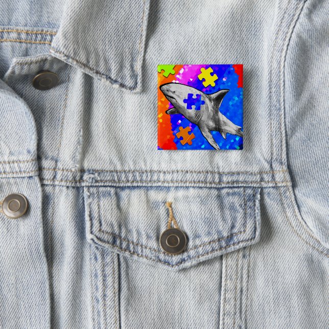 Autism Shark 15 Cm Square Badge (In Situ)