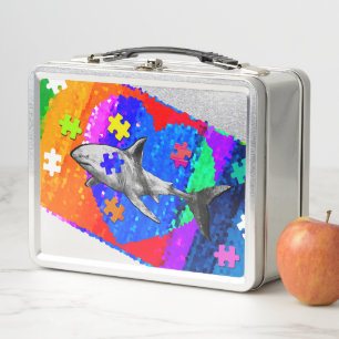 Autism Shark Metal Lunch Box