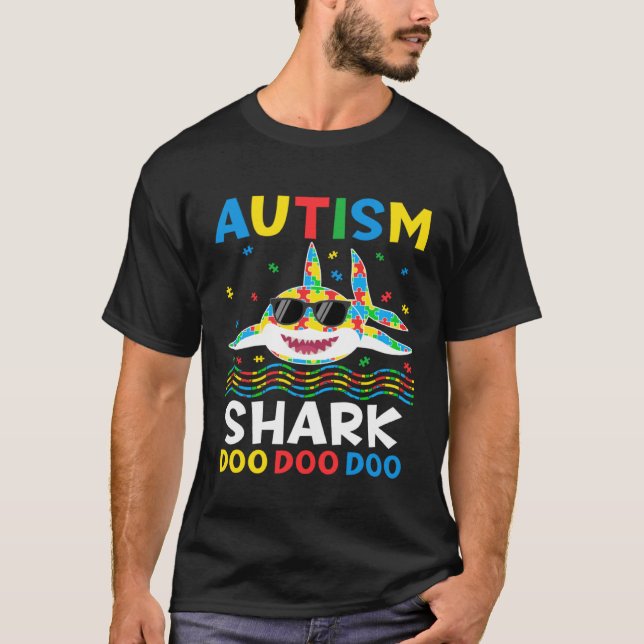 Autism Shark Puzzle Awareness Day Cute For Boys Gi T-Shirt (Front)