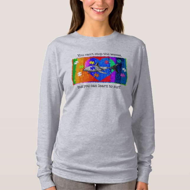 Autism Shark WOMANS GREY T-Shirt (Front)