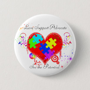 Autism Shining Heart 6 Cm Round Badge