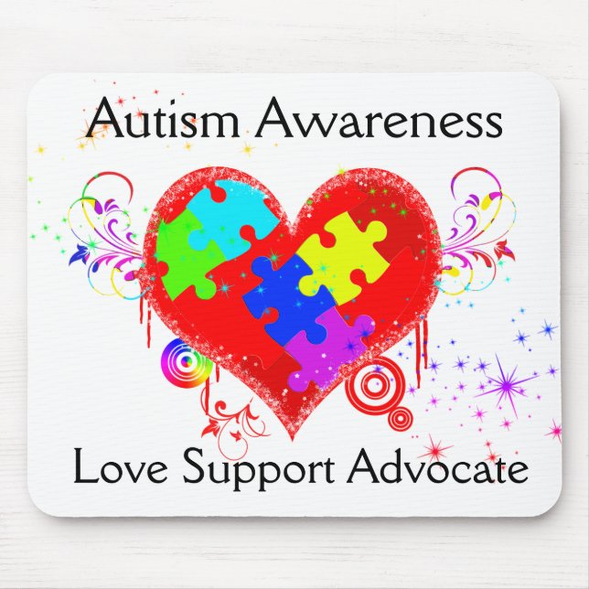 Autism Shining Heart Mouse Mat (Front)