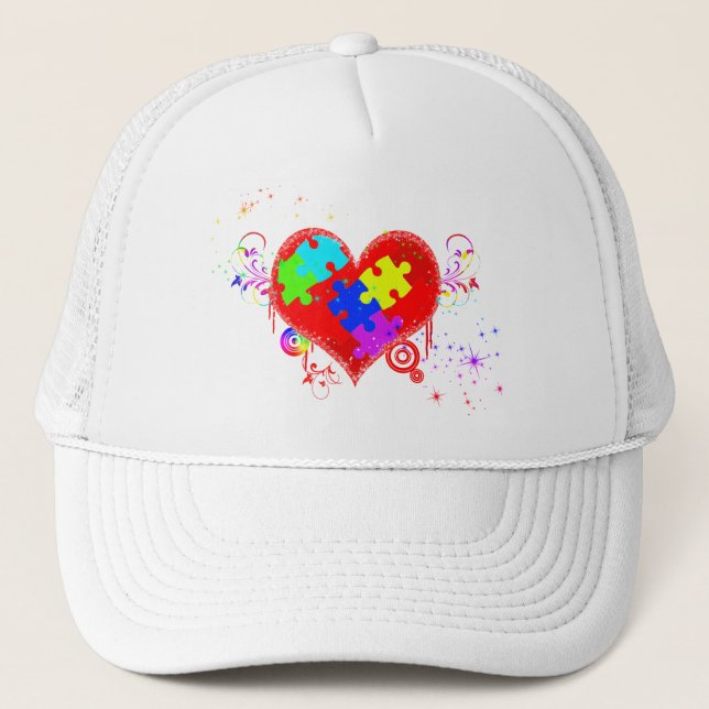 Autism Shining Heart Trucker Hat (Front)