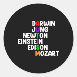 Autism Shirt For Kids - Darwin Jung Newton Einstei Classic Round Sticker