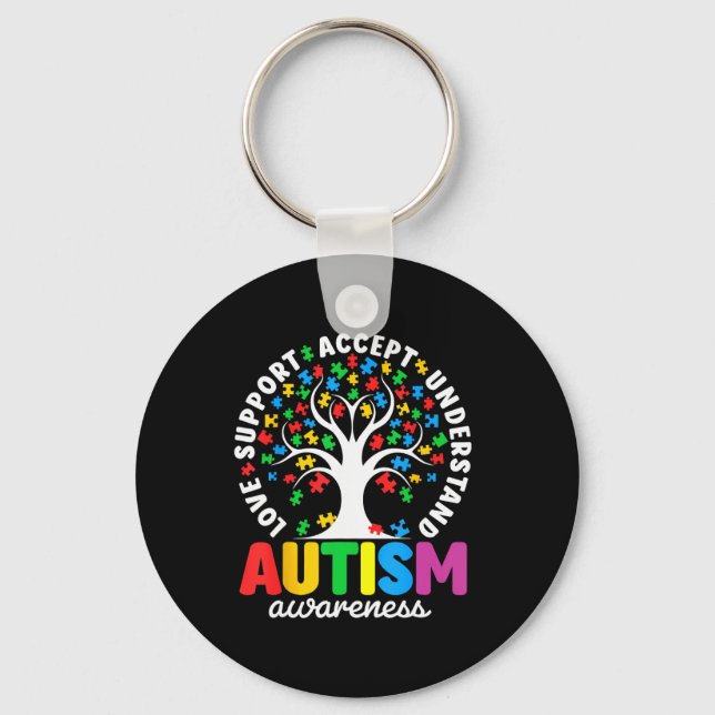 Autism Shirt Love Accept Support Autistic Autism A Key Ring (Front)