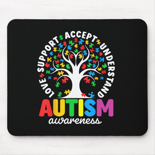 Autism Shirt Love Accept Support Autistic Autism A Mouse Mat (Front)