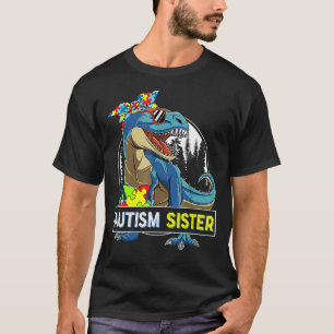 Autism Sister Dinosaur Leopard Headband Autism Awa T-Shirt