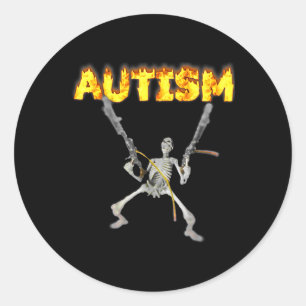 Autism Skeleton Funny Oddly Specific Dank Meme 2 Classic Round Sticker