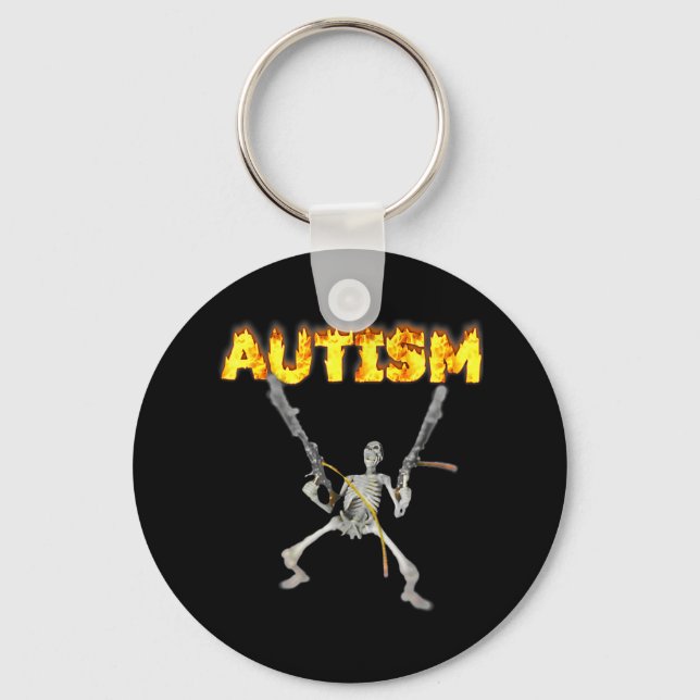 Autism Skeleton Funny Oddly Specific Dank Meme 2  Key Ring (Front)