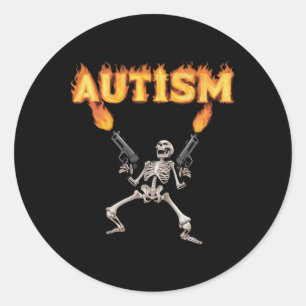 Autism Skeleton Funny Oddly Specific Dank Meme  Classic Round Sticker