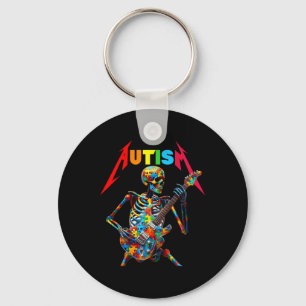 Autism Skeleton Guitar Player Rock Music Autism Aw Key Ring