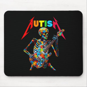 Autism Skeleton Guitar Player Rock Music Autism Aw Mouse Mat