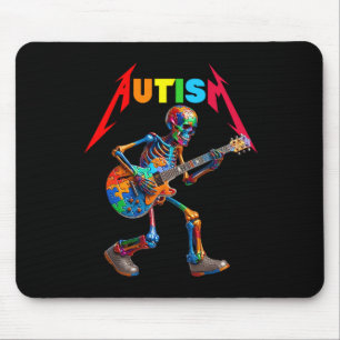 Autism Skeleton Guitar Rock Puzzle Music Autism Aw Mouse Mat