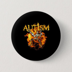 Autism Skeleton Guns Funny Fire Bones Spooky 6 Cm Round Badge