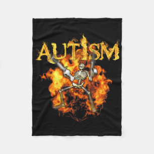 Autism Skeleton Guns Funny Fire Bones Spooky Fleece Blanket